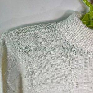 Bears Crossing  Womens Long Sleeves Geometric USA Made Ivory Knit Sweater Size M